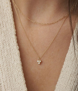 14k Triplet Diamond Pendant Necklace